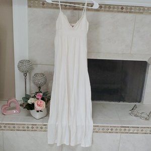 LONG CREAM COTTON NIGHTGOWN